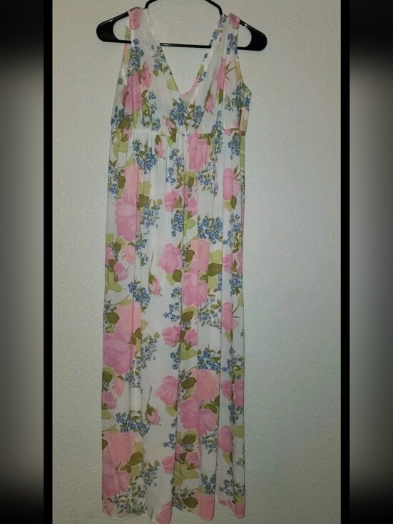 Kayser Other - Vtg KAYSER Pink Floral Maxi Sleeveless Nap Dress Garden Dress  Breezy Sz 38